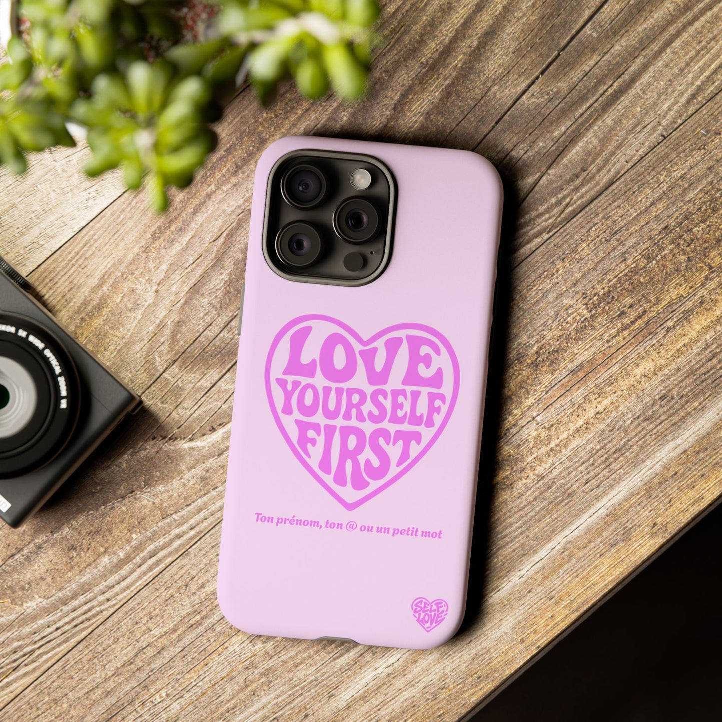 Love Yourself First - Coque iPhone (rose)