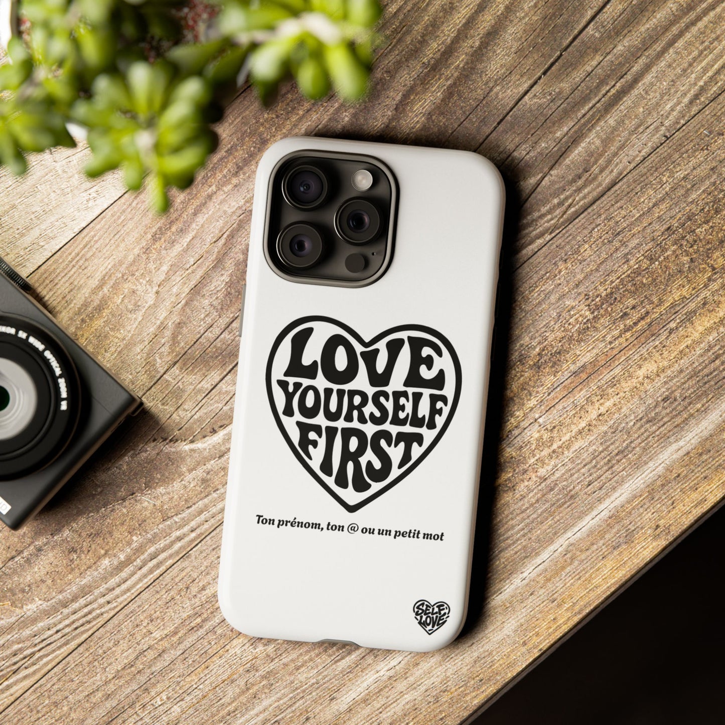 Love Yourself First - Coque iPhone (blanc)