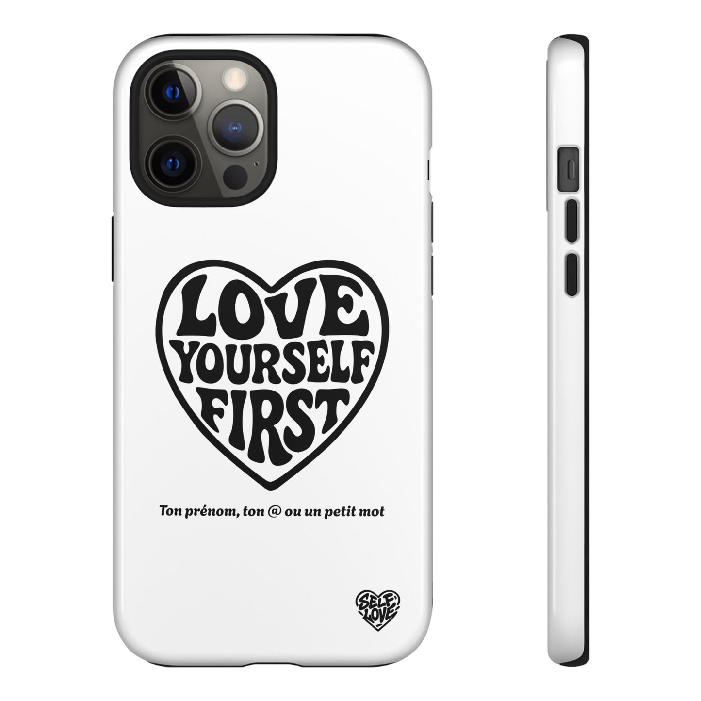 Love Yourself First - Coque iPhone (blanc)