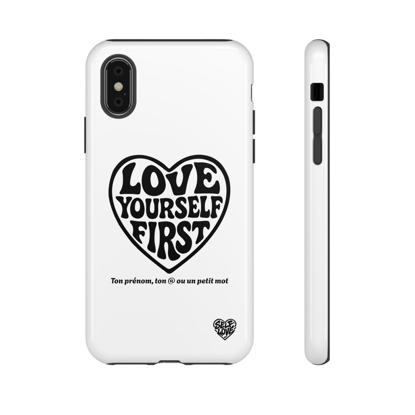 Love Yourself First - Coque iPhone (blanc)