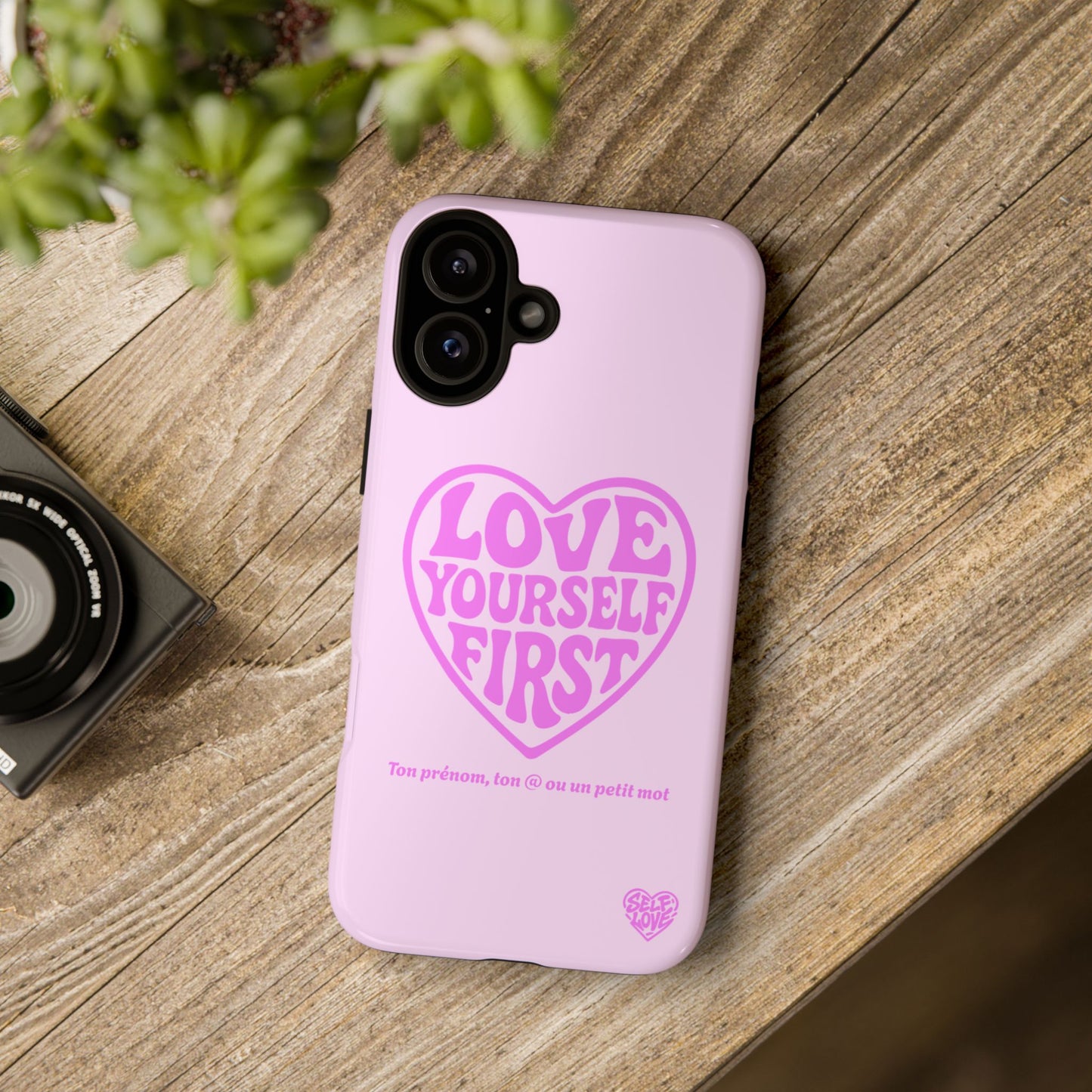 Love Yourself First - Coque iPhone (rose)