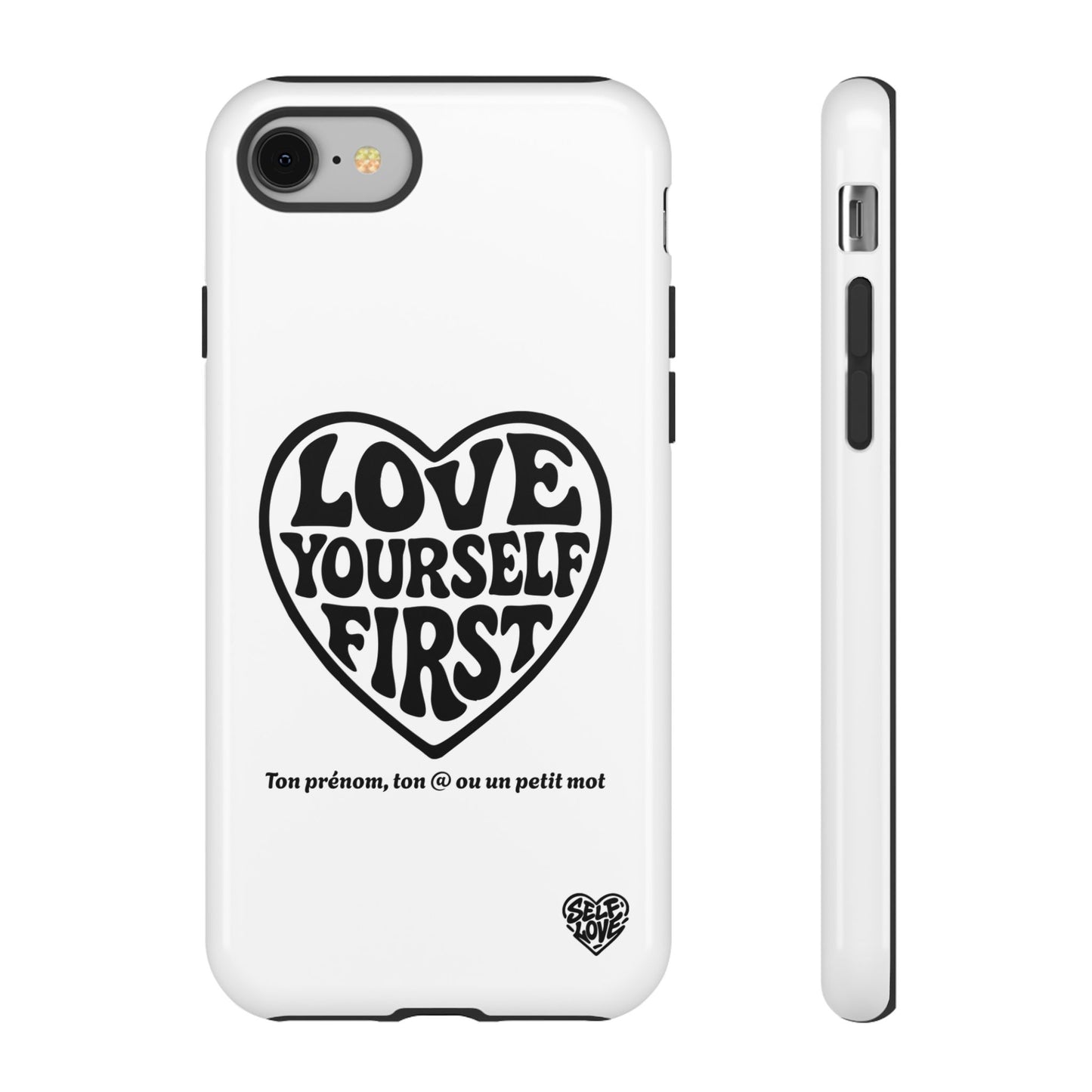 Love Yourself First - Coque iPhone (blanc)