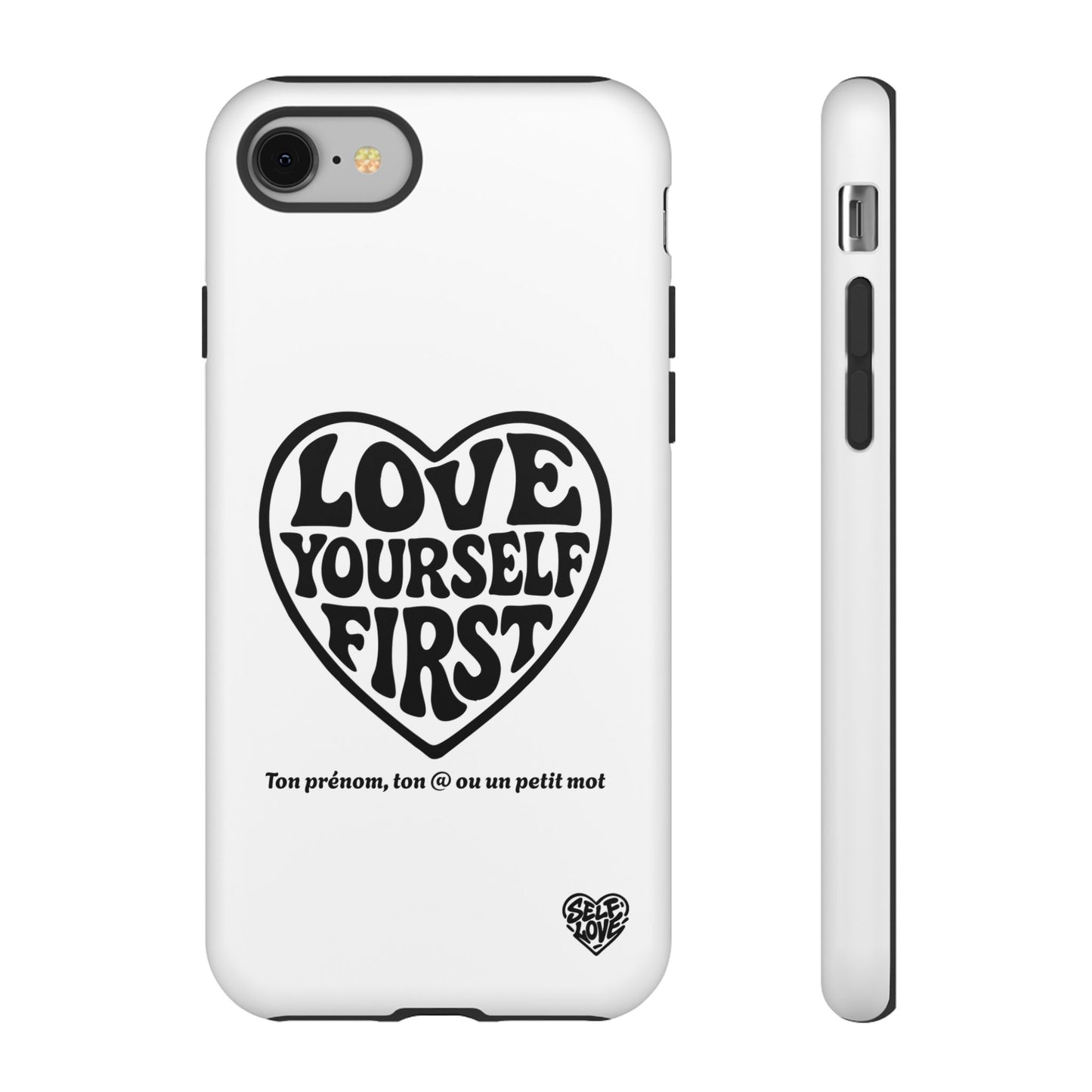 Love Yourself First - Coque iPhone (blanc)