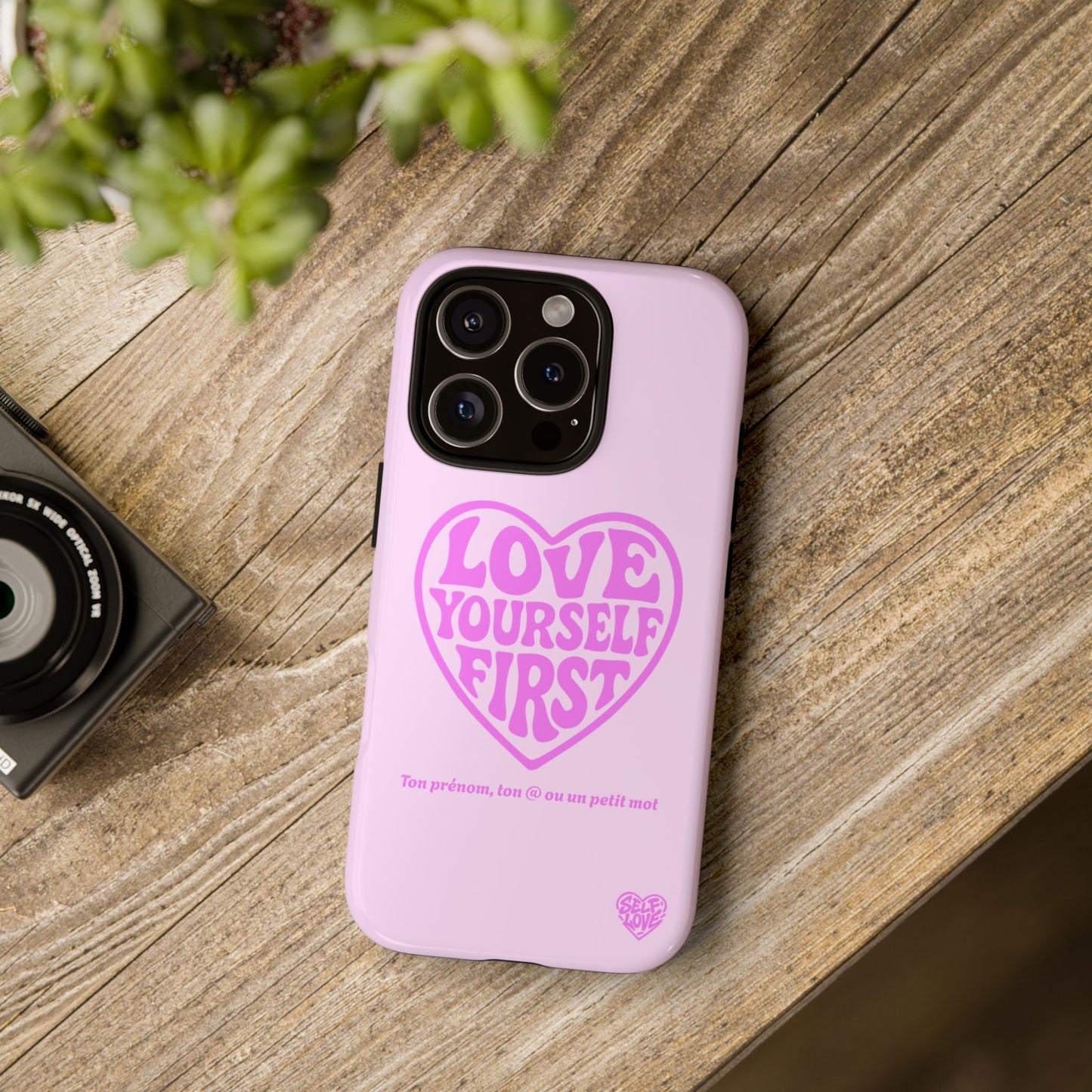 Love Yourself First - Coque iPhone (rose)