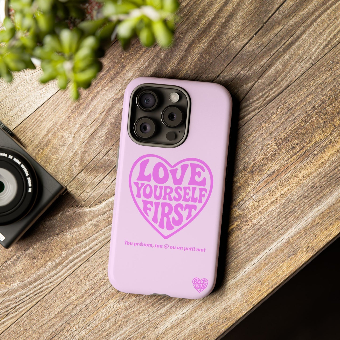 Love Yourself First - Coque iPhone (rose)