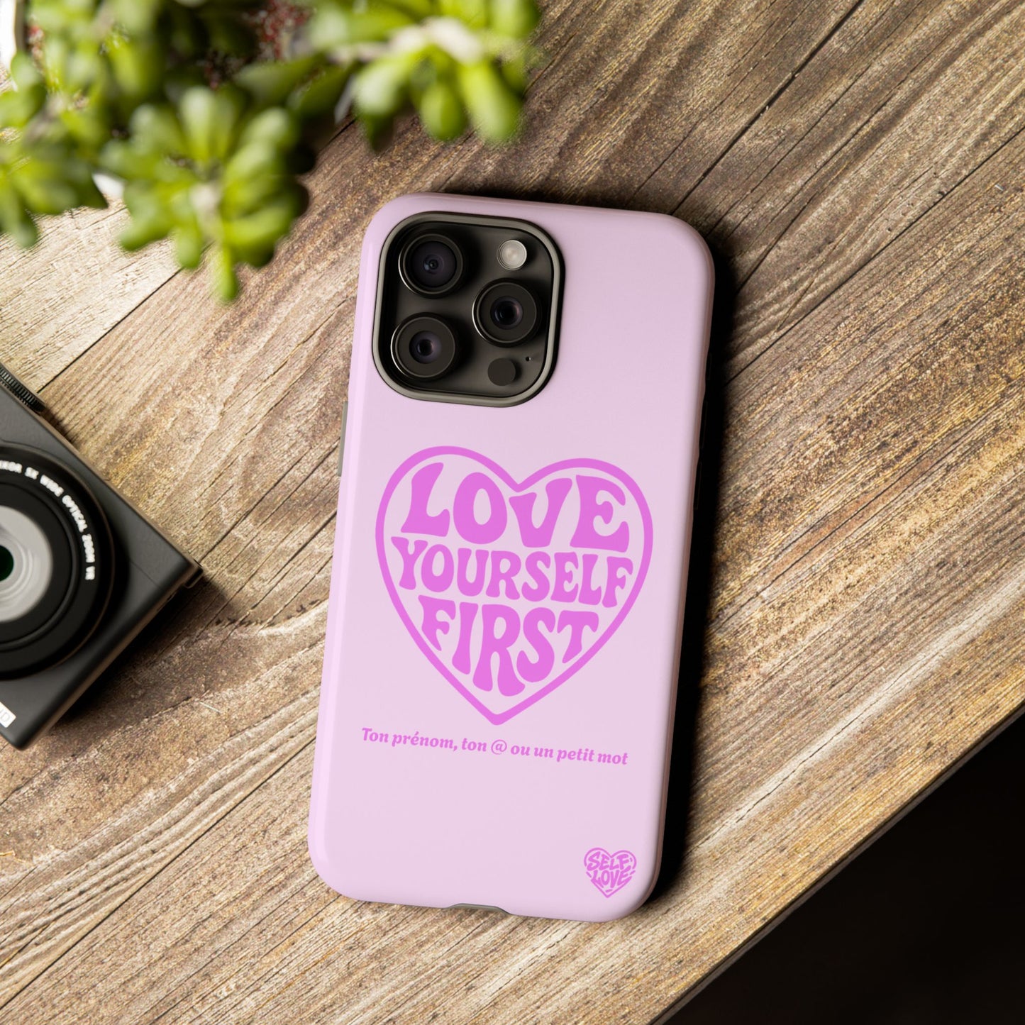 Love Yourself First - Coque iPhone (rose)