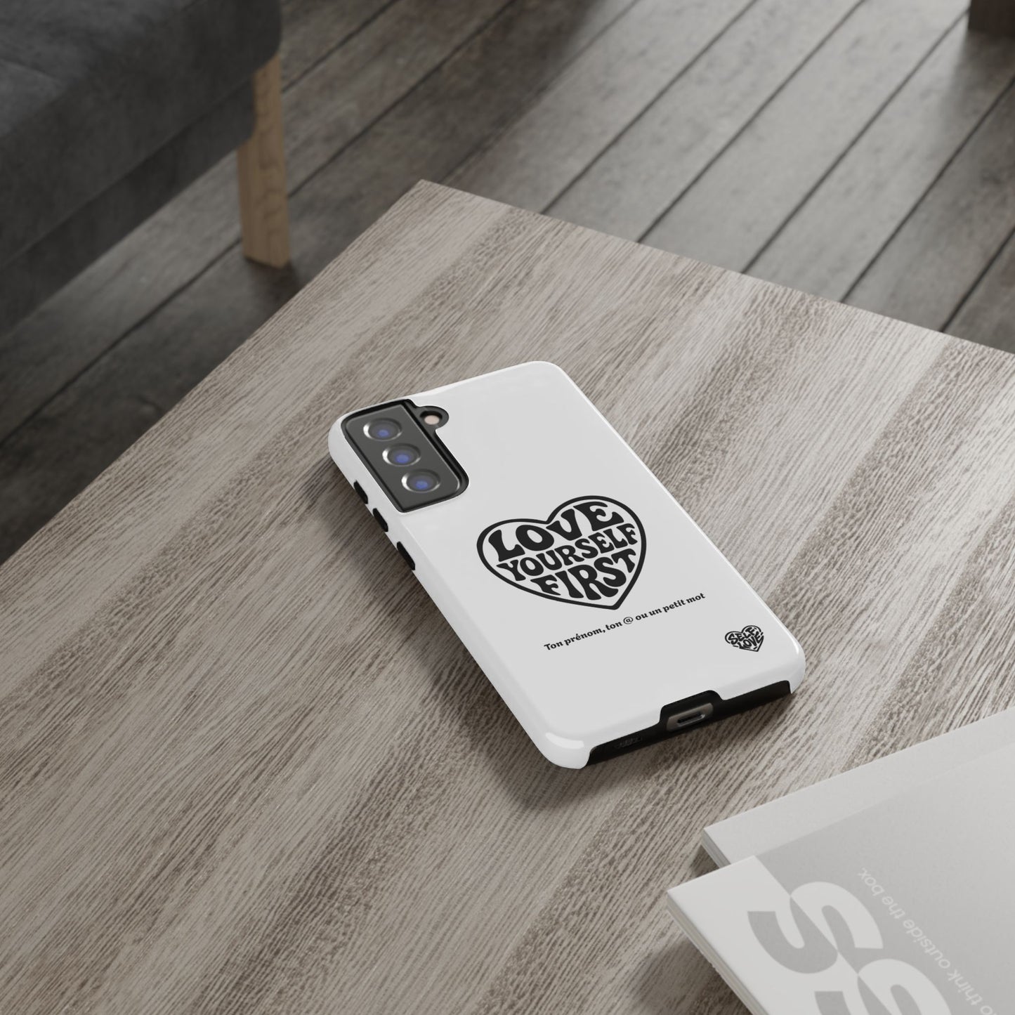 Love Yourself First - Coque Samsung (blanc)