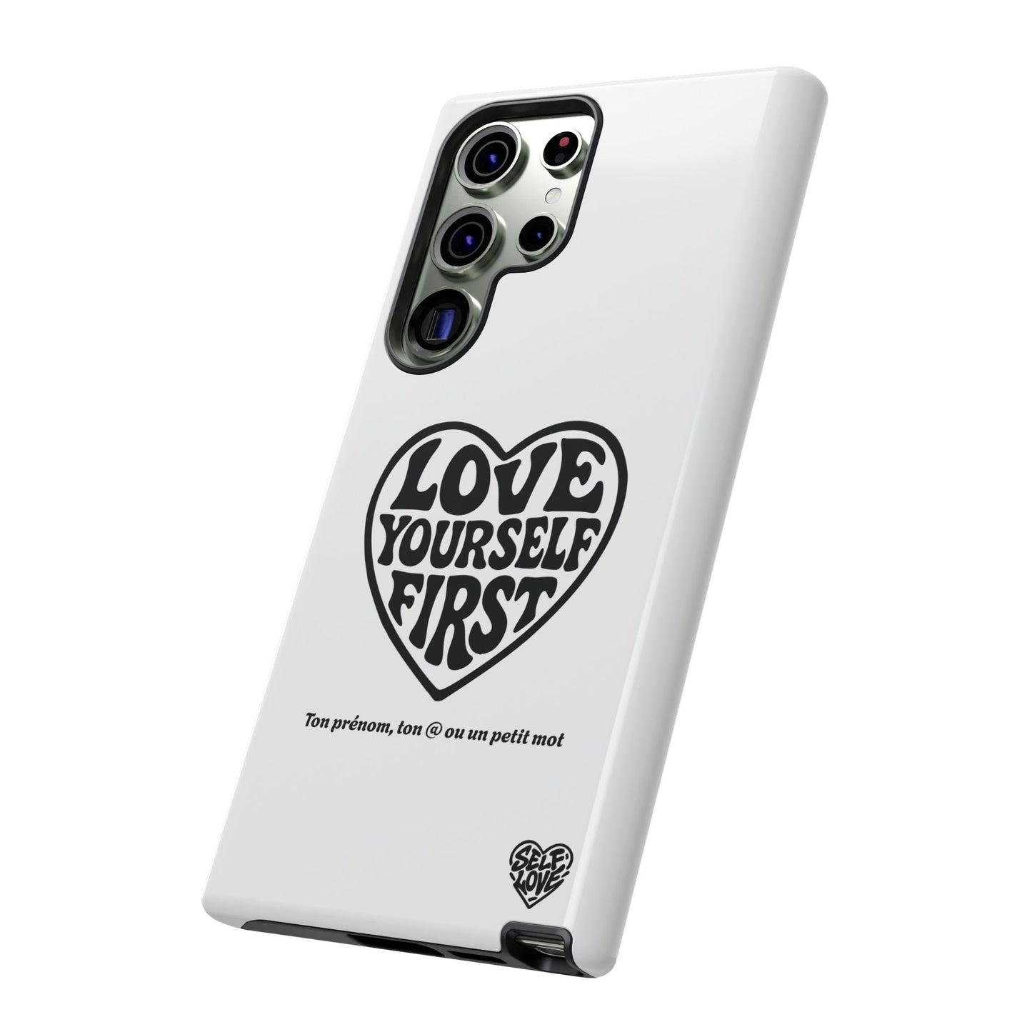 Love Yourself First - Coque Samsung (blanc)