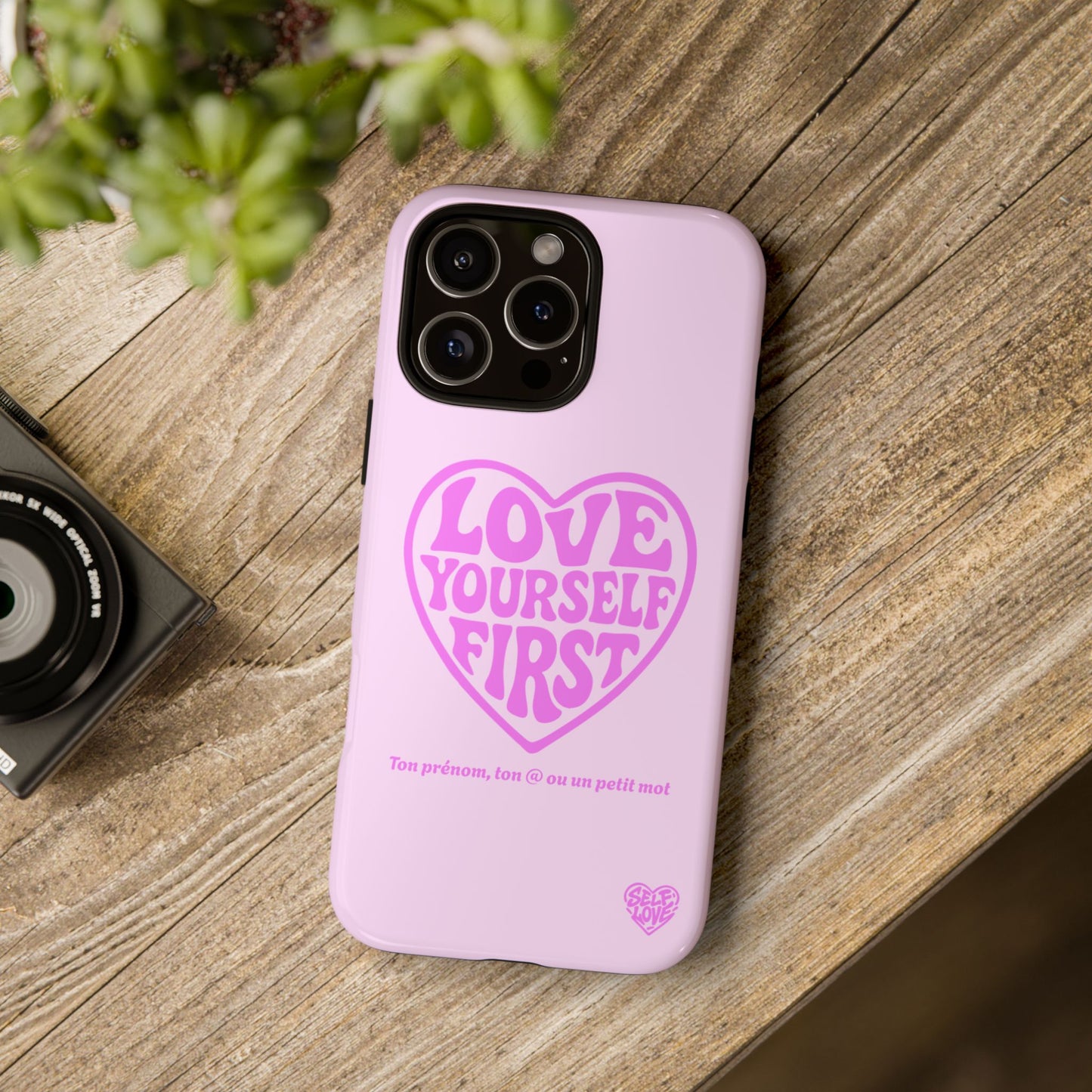 Love Yourself First - Coque iPhone (rose)